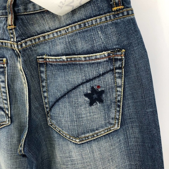 T Star B Womens Bootcut Jeans Size 28 Distressed Medium Wash Low Rise Y2K Cotton - Picture 6 of 8